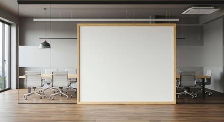 Modern Conference Room with Whiteboard and Office Chairs Bright Natural Light