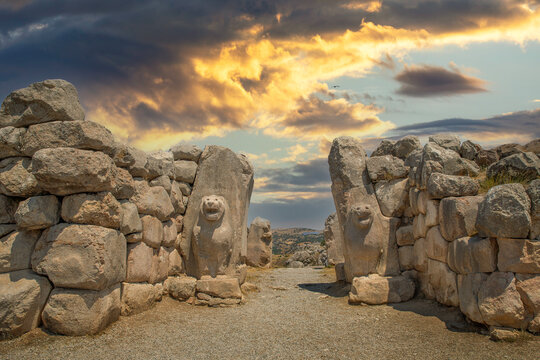 Fototapeta The Lion gate of Hattusa, the capital of the Hittite Empire, Bogazkale (Corum), Turkey