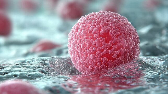 Pink cell, tiny bumps, surface texture, biology, life