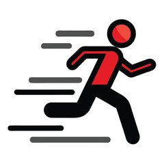 Stylized Icon of a Person Running, Suggesting Speed and Efficiency, Bold Outline and Dynamic Motion