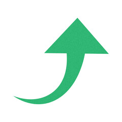 Green curved upward arrow isolated on transparent background