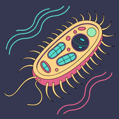 Whimsical Microbe Illustration with Colorful Details