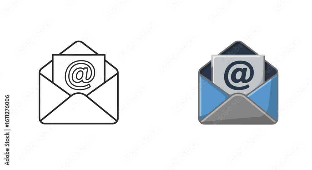 Poster email envelope icon vector graphic for contact message mailing design