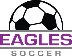 Eagles Soccer Team Design is a fantastic graphic for your soccer team that includes a ball and text. It is great for shirt designs, promotional products of any kind and advertising uses.