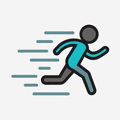Stylized Icon of a Person Running, Suggesting Speed and Efficiency, Bold Outline and Dynamic Motion
