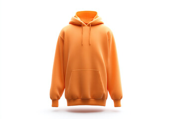 Studio shot of an isolated orange hoodie. The vibrant color and simple design make it a stylish and versatile clothing item.