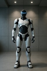 Fototapeta premium Humanoid Robot Standing in an Empty Room