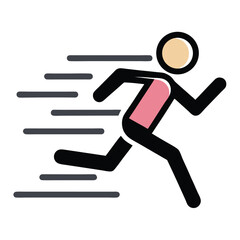 Stylized Icon of a Person Running, Suggesting Speed and Efficiency, Bold Outline and Dynamic Motion