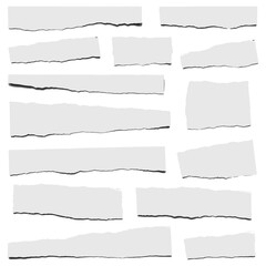 Torn Paper Pieces Set Isolated White Rips for Design and Collage