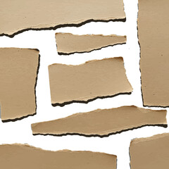 Torn paper pieces background Brown kraft paper texture for scrapbooking