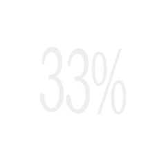 Thirty three percent symbol isolated on transparent background