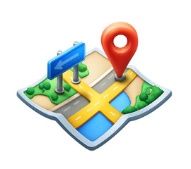 3D icon of a location pin on a map 