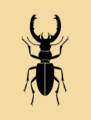 Fototapeta premium Detailed View of a Stag Beetle Displaying Elongated Antlers on a Neutral Background
