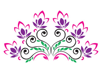 Abstract floral design with swirling vines, leaves, and a butterfly silhouette, perfect for a vintage nature-inspired vector pattern