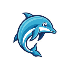 Fototapeta premium Cute cartoon dolphin jumping and smiling