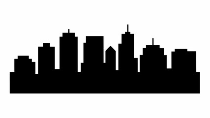 Silhouette of a city skyline with various buildings and structures against a white background, cityscape view | editable eps vectors