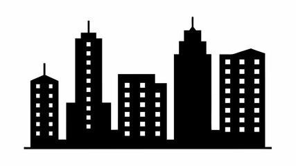 Silhouette of a cityscape with various buildings and skyscrapers against a white background design vector | editable eps vectors