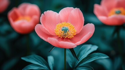 Pink flower with a bright yellow center