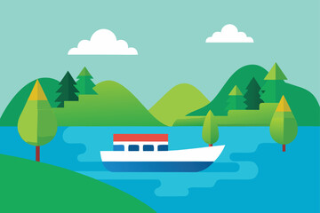 Naklejka premium vector illustration of a mountain landscape