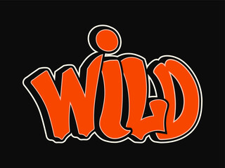 A bold and energetic graffiti design features the word 