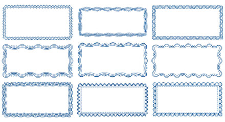 Decorative Blue Frame Set Elegant Borders for Invitations  Designs
