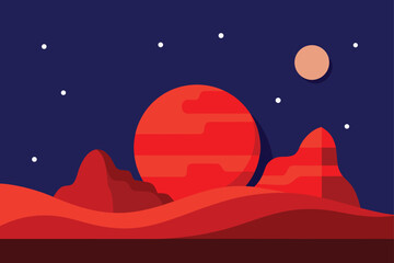 Naklejka premium night landscape with moon