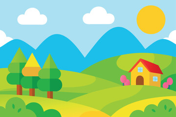 Fototapeta premium vector illustration of a country landscape