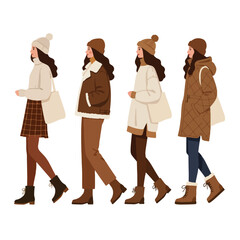 set illustration vector graphic of ski style winter fashion