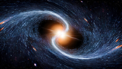 a black hole with a swirling galaxy around it