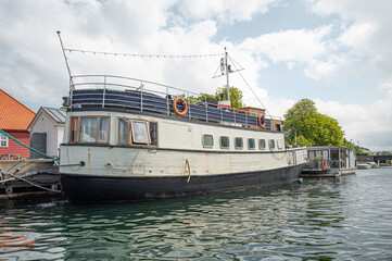 ancient wooden Houseboat in Copenhagen