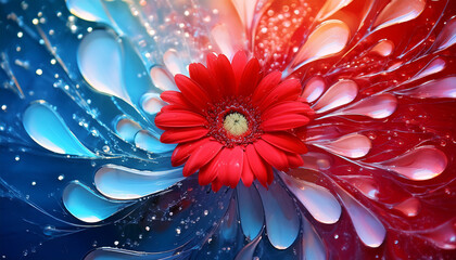 a vibrant red flower blooms against a colorful abstract background showcasing nature s beauty and artistic flair