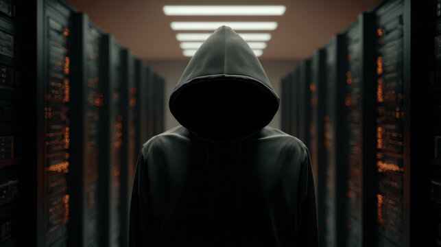 Anonymous Hacker in Server Room
