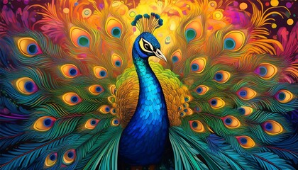vibrant peacock displaying colorful feathers in stunning detail