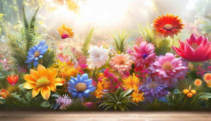 colorful floral arrangement nature illustration bright vibrant floral art