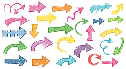 Hand Drawn Colorful Arrow Collection Graphic Design Elements  Directions