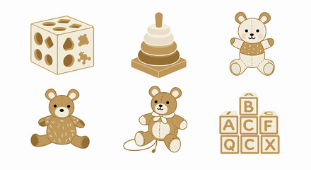 Fototapeta premium Cute Baby Toys Collection Set
