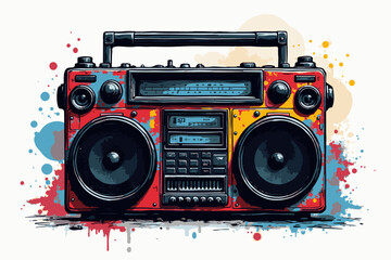 Retro Boombox with Colorful Graffiti Design
