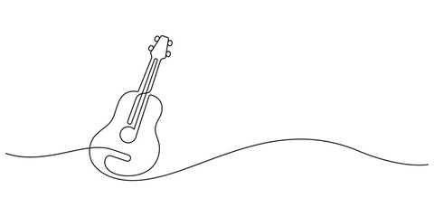 acoustic guitar one line continuous drawing minimalism decorative art