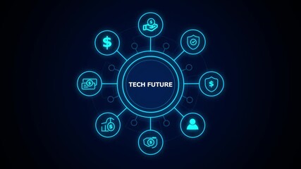tech future ,Business, technology, internet and networking concept ,blockchain business concept ,decentralized financial system ,blue and binary background. - Powered by Adobe