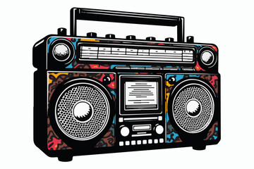 Fototapeta premium Retro Boombox with Colorful Graffiti Design