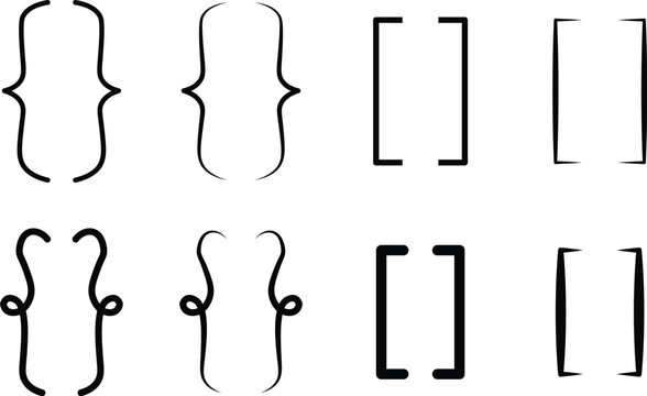 Bracket, braces, parenthes vector set. Braces or text brackets icon collection. Curly brace set. Vector illustration