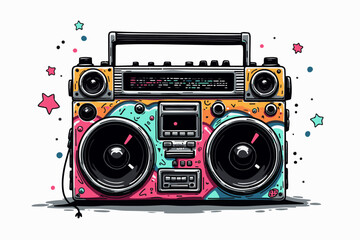 Fototapeta premium Retro Boombox with Colorful Graffiti Design