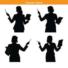 Female teacher vector silhouette illustration black color, woman teacher, teacher vector silhouette,Female teacher vector art silhouette