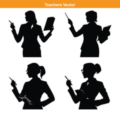 Female teacher vector silhouette illustration black color, woman teacher, teacher vector silhouette,Female teacher vector art silhouette