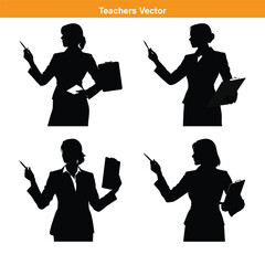 Female teacher vector silhouette illustration black color, woman teacher, teacher vector silhouette,Female teacher vector art silhouette