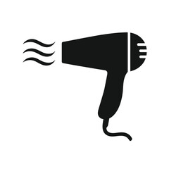 Hair dryer icon silhouette vector illustration for beauty salon and hair styling design black and white image