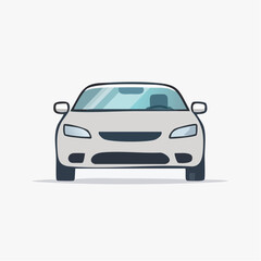 Front view of a light gray, simple line art car illustration.