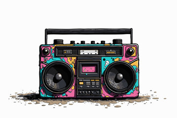 Fototapeta premium Retro Boombox with Colorful Graffiti Design