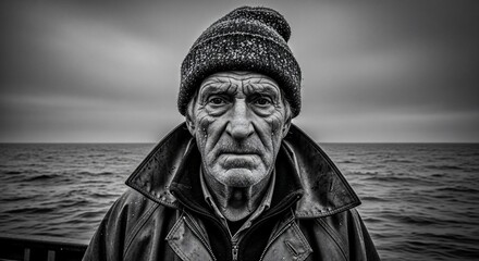 Weathered Mariner: A Portrait of Experience and Resilience at Sea