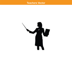 Female teacher vector silhouette illustration black color, woman teacher, teacher vector silhouette,Female teacher vector art silhouette